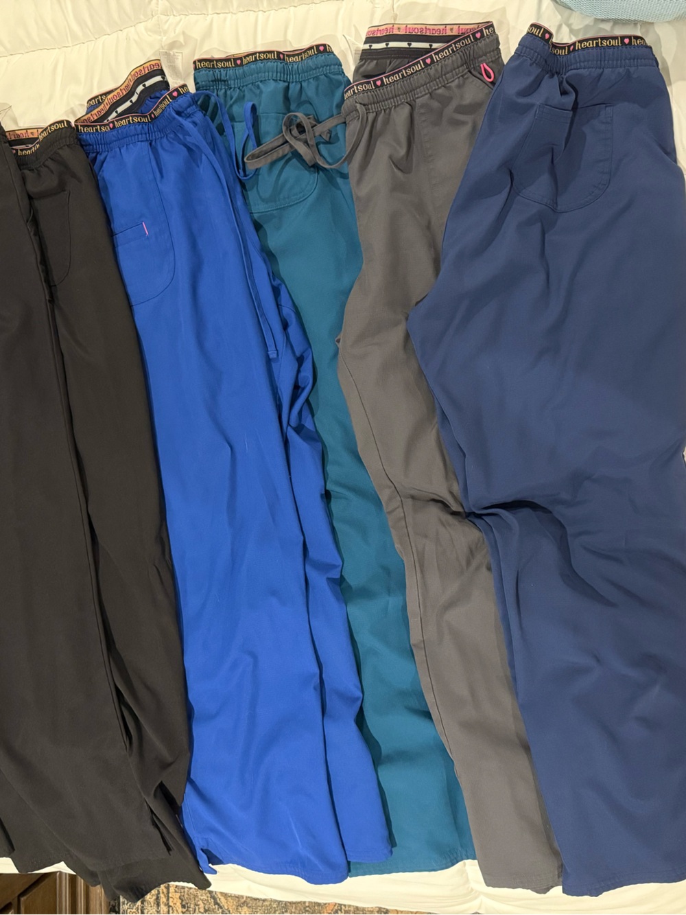 Mixed Color Scrub Pants Bundle - Black, Royal Blue, Teal, Gray, Navy